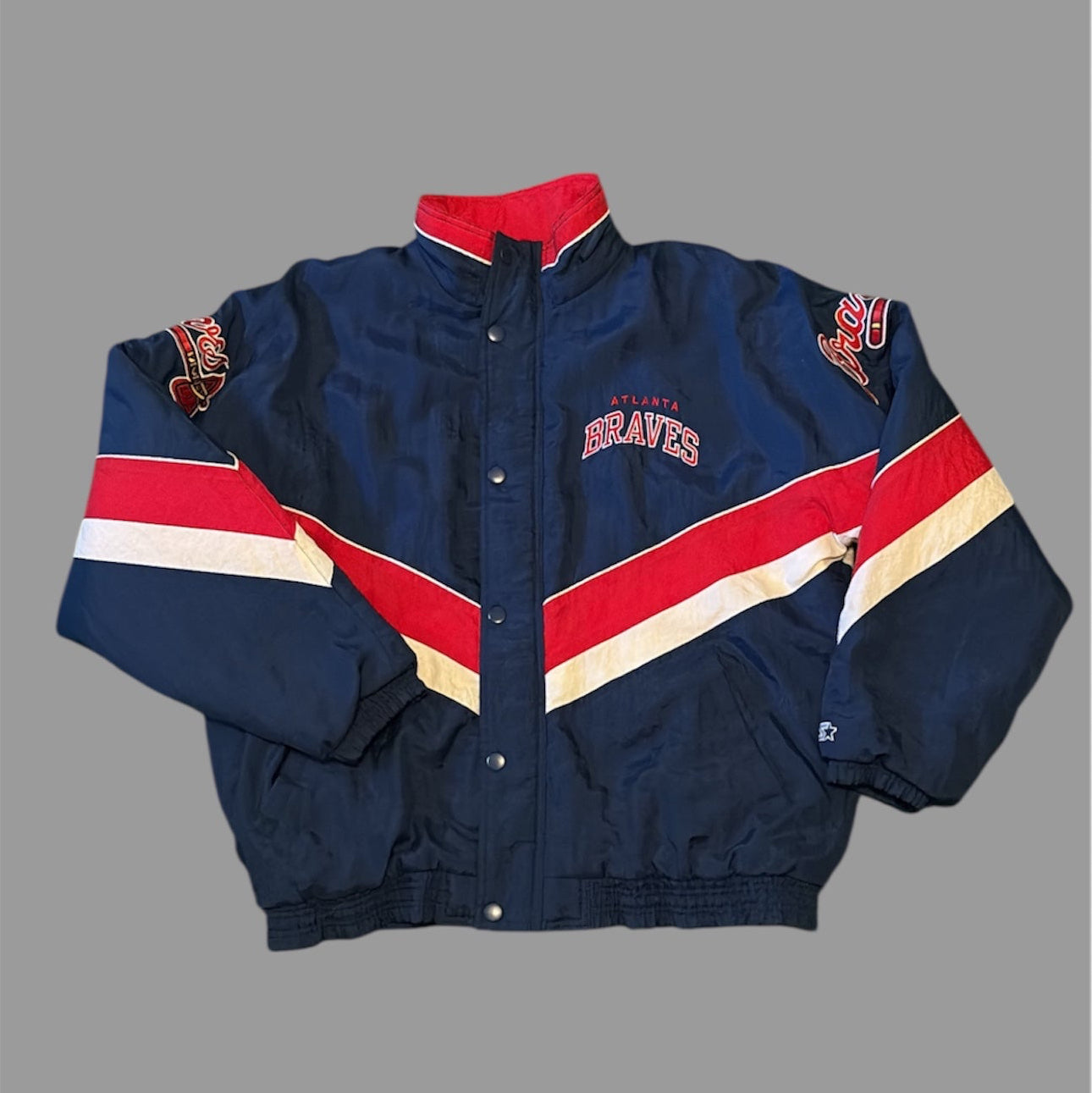 Atlanta Braves Striped Puffer Jacket